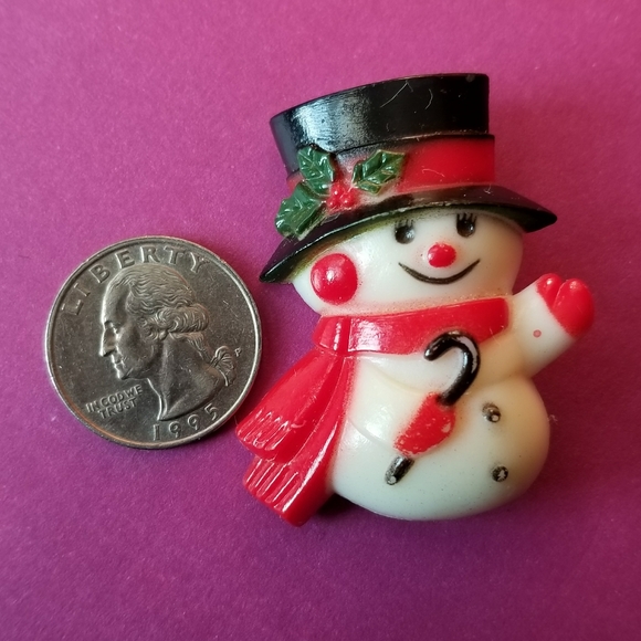 Vintage Snowman brooch pin frosty Christmas holiday festive - Picture 3 of 8